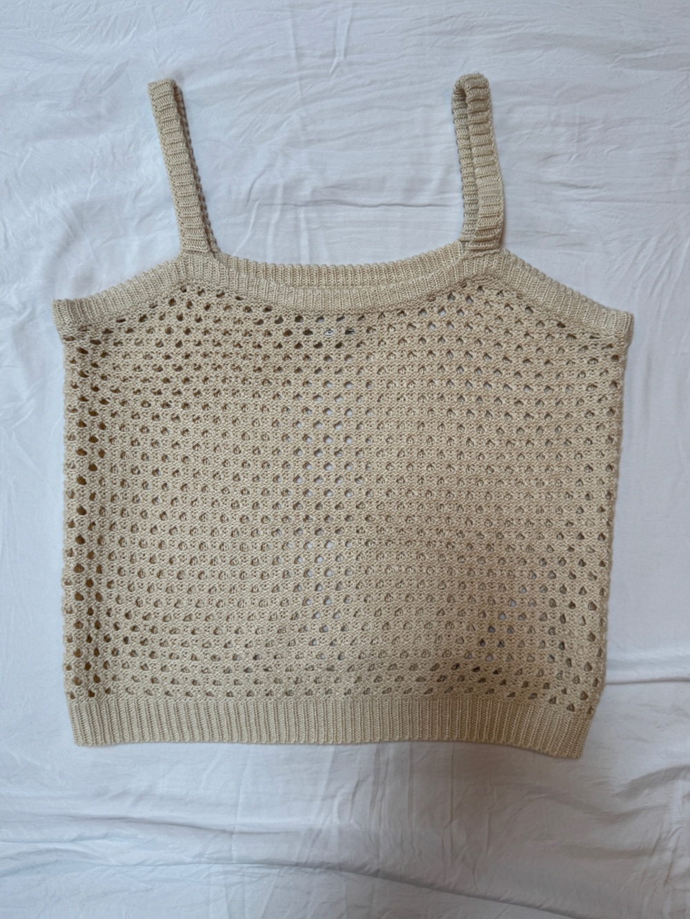 FRNCH Cream Open-Knit Tank Top